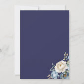 Elegante Blauwe Bloemen Ampersand bruiloft uitnodi Kaart (Achterkant)