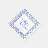 Elegante Blauwe Bloemen Ampersand bruiloft uitnodi Servet (Hoek)