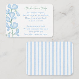 Elegante Blauwe Bloemen Baby Jongens Shower Breng Informatiekaartje