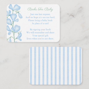 Elegante Blauwe Bloemen Baby Jongens Shower Breng  Informatiekaartje