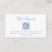 Elegante Blauwe Bloemen Baby shower Gift QR Regist Informatiekaartje (Voorkant)