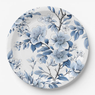 Elegante Blauwe Bloemen Bachelorette Party Papier  Papieren Bordje