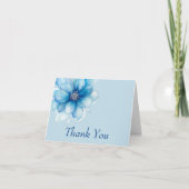 Elegante Blauwe Bloemen Bedankkaart (Voorkant)