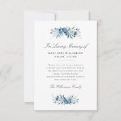 elegante blauwe bloemen begrafenis bedankt kaart (Voorkant)