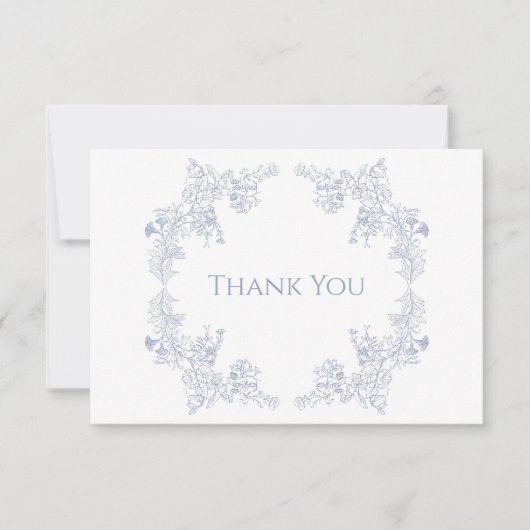 Elegante Blauwe Bloemen Begrafenis Dank u kaart (Voorkant)