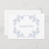 Elegante Blauwe Bloemen Begrafenis Dank u kaart (Voorkant / Achterkant)