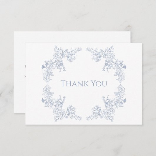 Elegante Blauwe Bloemen Begrafenis Dank u kaart (Voorkant / Achterkant)