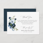 Elegante blauwe bloemen begrafenis Dank u opmerkin Bedankkaart (Voorkant / Achterkant)