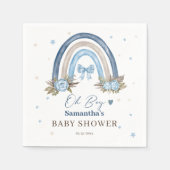 Elegante Blauwe Bloemen Beige Boho Regenboog Servet (Voorkant)