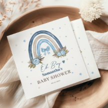 Elegante Blauwe Bloemen Beige Boho Regenboog