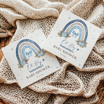 Elegante Blauwe Bloemen Beige Boho Regenboog