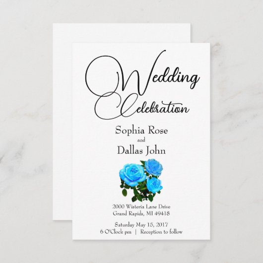 elegante blauwe bloemen blauwe rozen blauwe bloeme kaart (Voorkant / Achterkant)