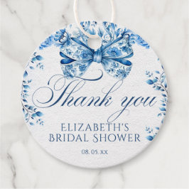 Elegante blauwe bloemen boog kalligrafie Dank u Bedankjes Labels