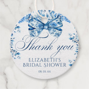 Elegante blauwe bloemen boog kalligrafie Dank u Bedankjes Labels