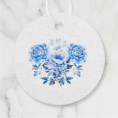 Elegante blauwe bloemen boog kalligrafie Dank u Bedankjes Labels (Achterkant)