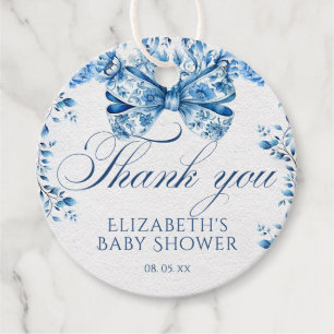 Elegante blauwe bloemen boog kalligrafie Dank u Bedankjes Labels
