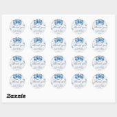 Elegante blauwe bloemen boog kalligrafie Dank u Ronde Sticker (Vel)