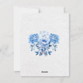 Elegante blauwe bloemen boog script dank u kaart (Achterkant)