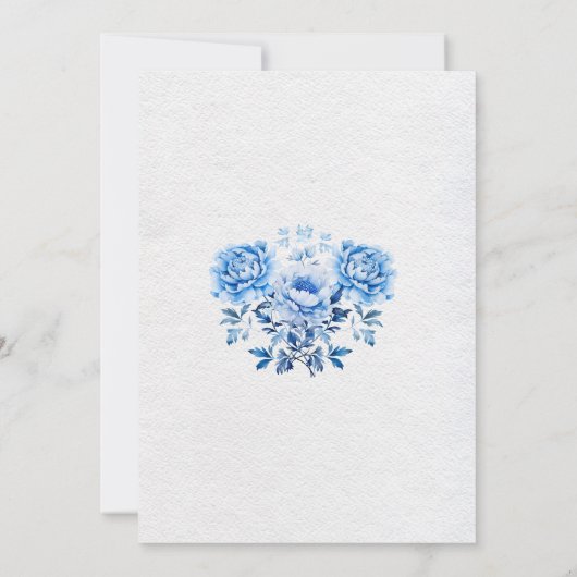 Elegante Blauwe Bloemen Boog Trouwkoppels Douche Kaart (Achterkant)