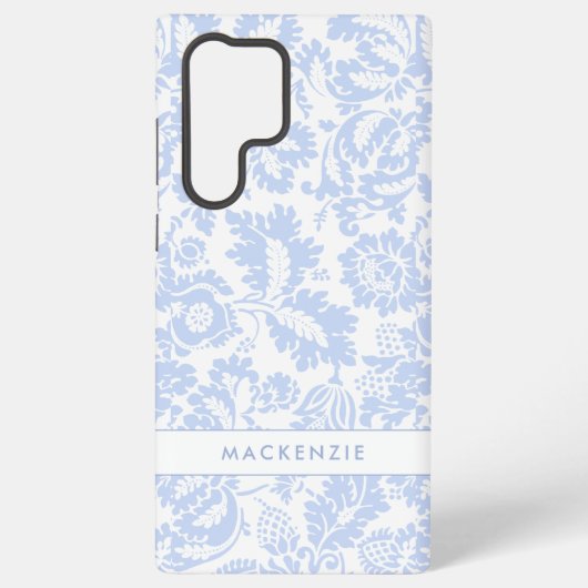 Elegante Blauwe Bloemen Botanisch Samsung Galaxy Hoesje (Achterkant)