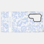 Elegante Blauwe Bloemen Botanisch Samsung Galaxy Hoesje (Achterkant horizontaal)