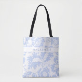Elegante Blauwe Bloemen Botanisch Tote Bag (Voorkant)