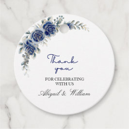 Elegante Blauwe Bloemen & Botanische Huwelijksguns Bedankjes Labels