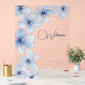 Elegante Blauwe Bloemen Bruiloft Welkom Acryl Bord (Huwelijk)