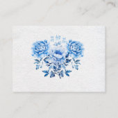 Elegante Blauwe Bloemen Chic Toile Luier Raffle Ga Informatiekaartje (Achterkant)