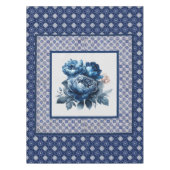 Elegante Blauwe bloemen chinoiserie toile monogram Tafelkleed (Voorkant)