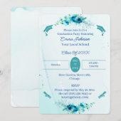 Elegante Blauwe Bloemen Custom Afstuderen Kaart (Voorkant / Achterkant)