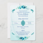 Elegante Blauwe Bloemen Custom Afstuderen Kaart (Voorkant)