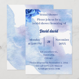 Elegante Blauwe Bloemen Custom Vrijgezellenfeest Kaart