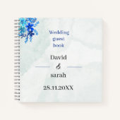 Elegante Blauwe Bloemen Custom Wedding Gast Notitieboek (Voorkant)