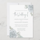 Elegante Blauwe Bloemen Custom Wedding Kaart (Voorkant)