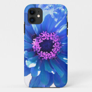Elegante blauwe bloemen daisy zinnia dahlia Case-Mate iPhone case