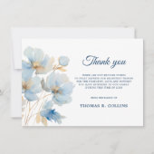 Elegante Blauwe Bloemen Dank u kaarten na begrafen (Voorkant)