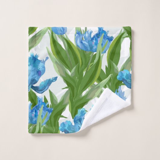 Elegante blauwe bloemen decoratieve eye-catching bad handdoek (Wasdoekje)