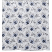 Elegante Blauwe Bloemen Douchegordijn (Voorkant)