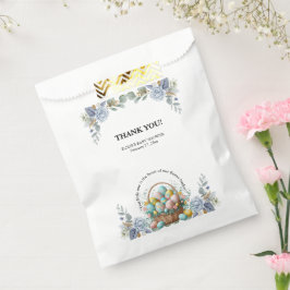 Elegante Blauwe Bloemen Easter Egg Basket Baby sho Bedankzakje