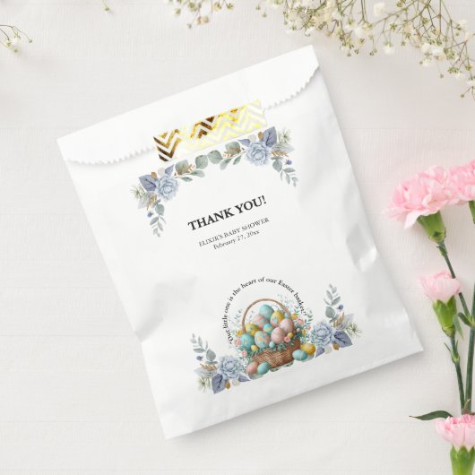 Elegante Blauwe Bloemen Easter Egg Basket Baby sho Bedankzakje (Gezegeld)