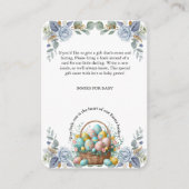 Elegante Blauwe Bloemen Easter Egg Basket Baby sho Informatiekaartje (Voorkant)