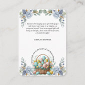 Elegante Blauwe Bloemen Easter Egg Basket Baby sho Informatiekaartje (Voorkant)