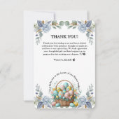 Elegante Blauwe Bloemen Easter Egg Basket Bedankkaart (Voorkant)