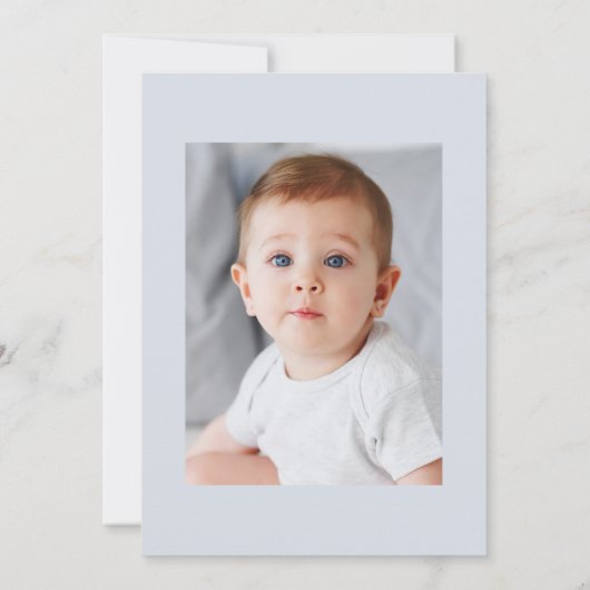 Elegante Blauwe Bloemen Eerste Heilige Communie Kaart (Achterkant)