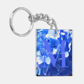 Elegante blauwe bloemen elegante blauwe hortensia' sleutelhanger (Voorkant Links)