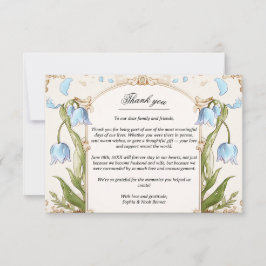 Elegante Blauwe Bloemen en Gouden bruiloft Dank u Bedankkaart
