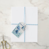 Elegante blauwe bloemen- en vlindertje aangepaste  cadeaulabel (Met Touw)