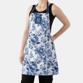 Elegante  Blauwe Bloemen Engelse Tuin Schort (Insitu)