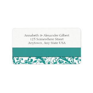 Elegante Blauwe Bloemen Etiket
